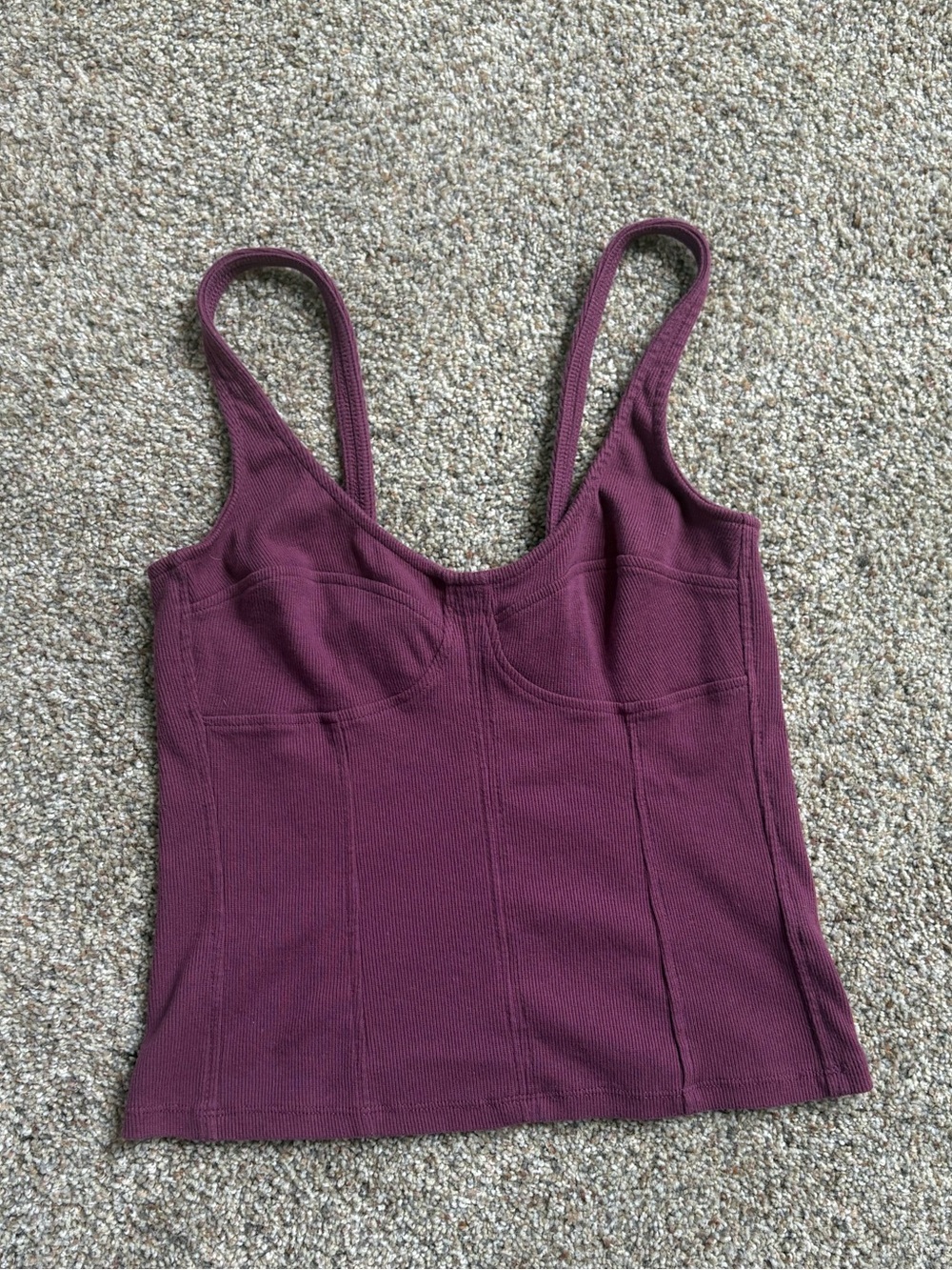 Universal Thread Wine Ribbed Bust-Seamed Tank
